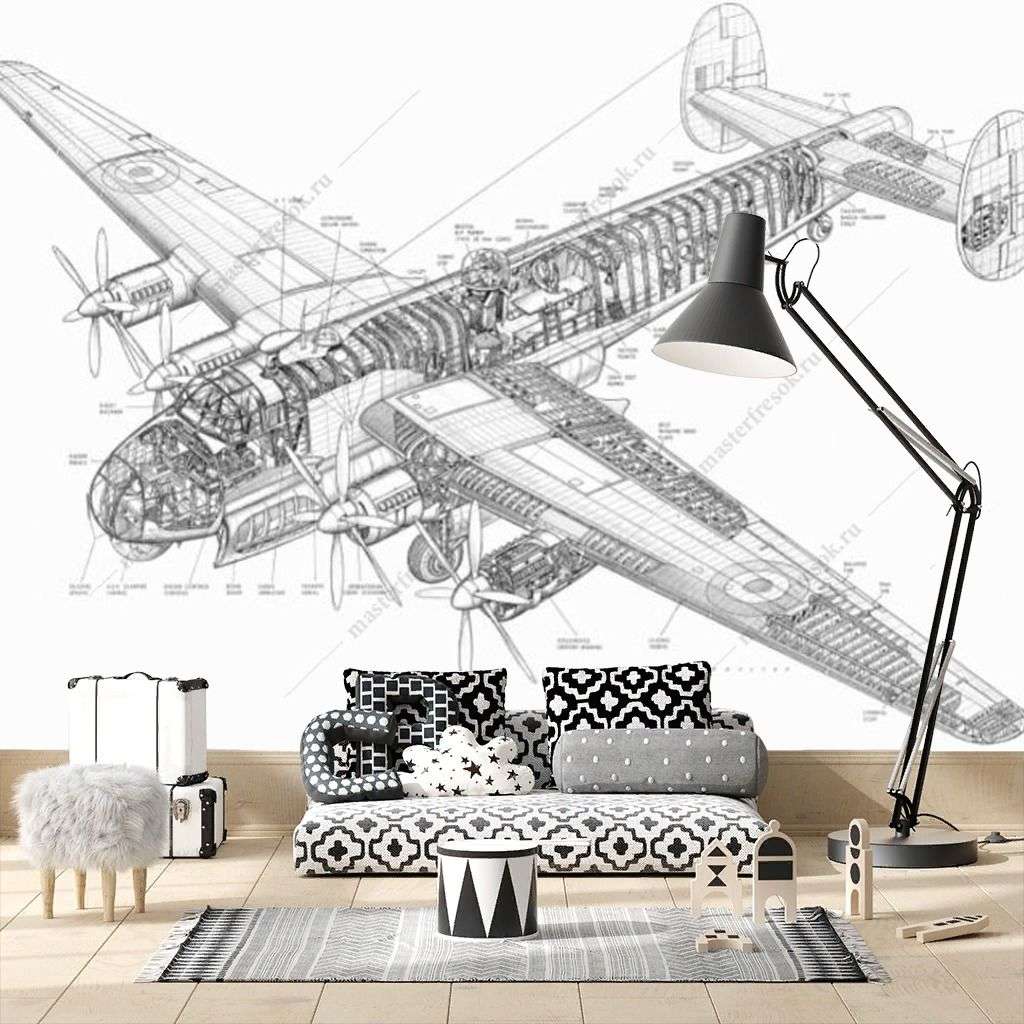 Фотообои в интерьере схема самолета  12-1302 фото