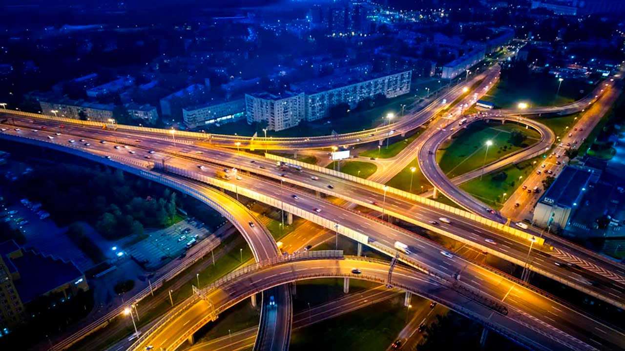 Фотообои в интерьере эстакады ночь  9-690 фото