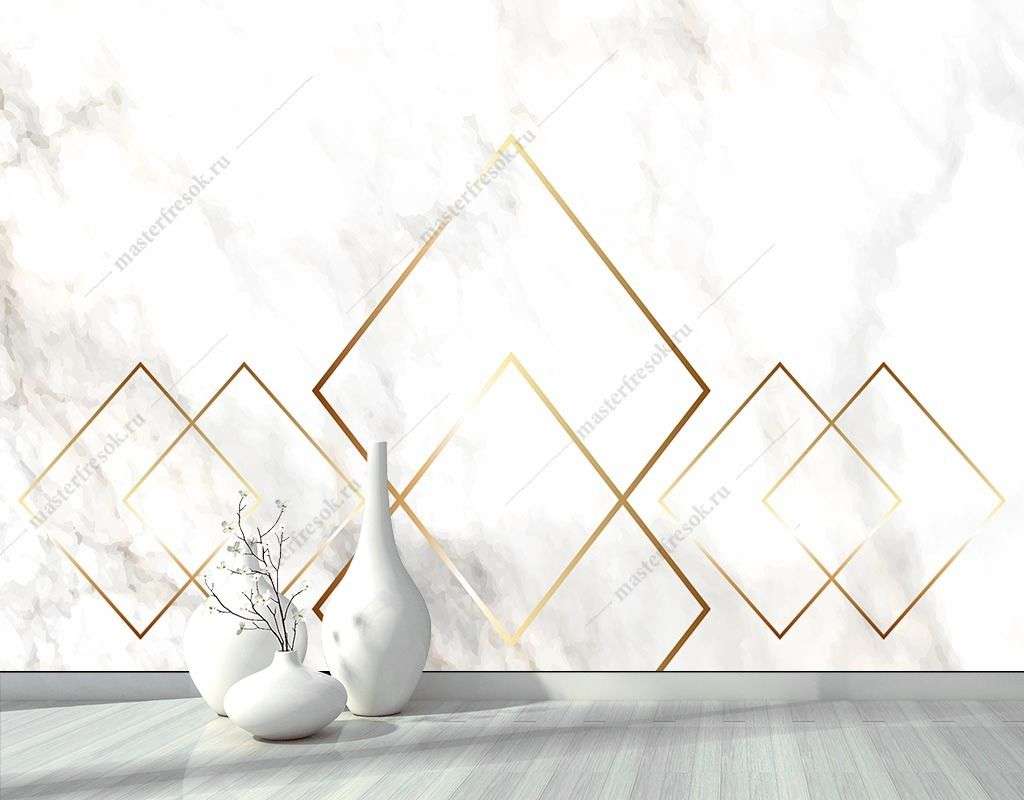 Фотообои в интерьере золотые линии на мраморе  9-1494 фото