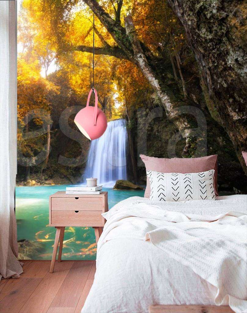 Фотообои Водопад в желтой листве  9-859