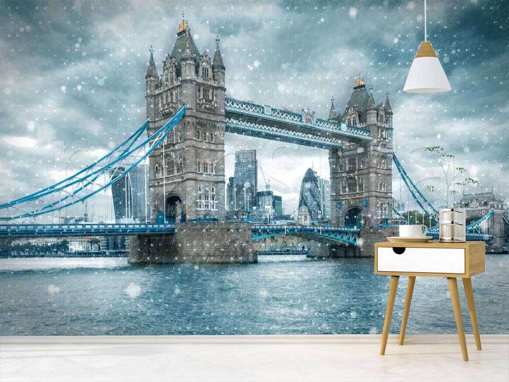 Фотообои в интерьере зимний пейзаж лондона  9-536 фото