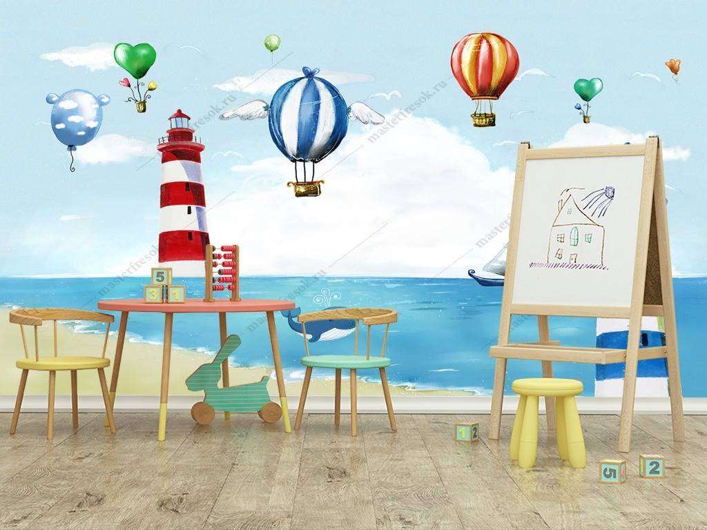 Фотообои в интерьере маяк у моря  12-903 фото