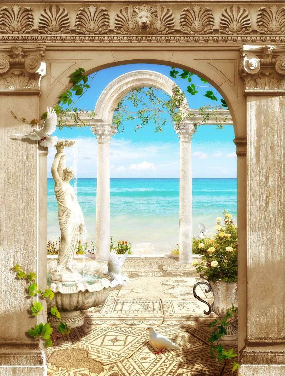 Фотообои в интерьере арка с вазой  19-0095 фото