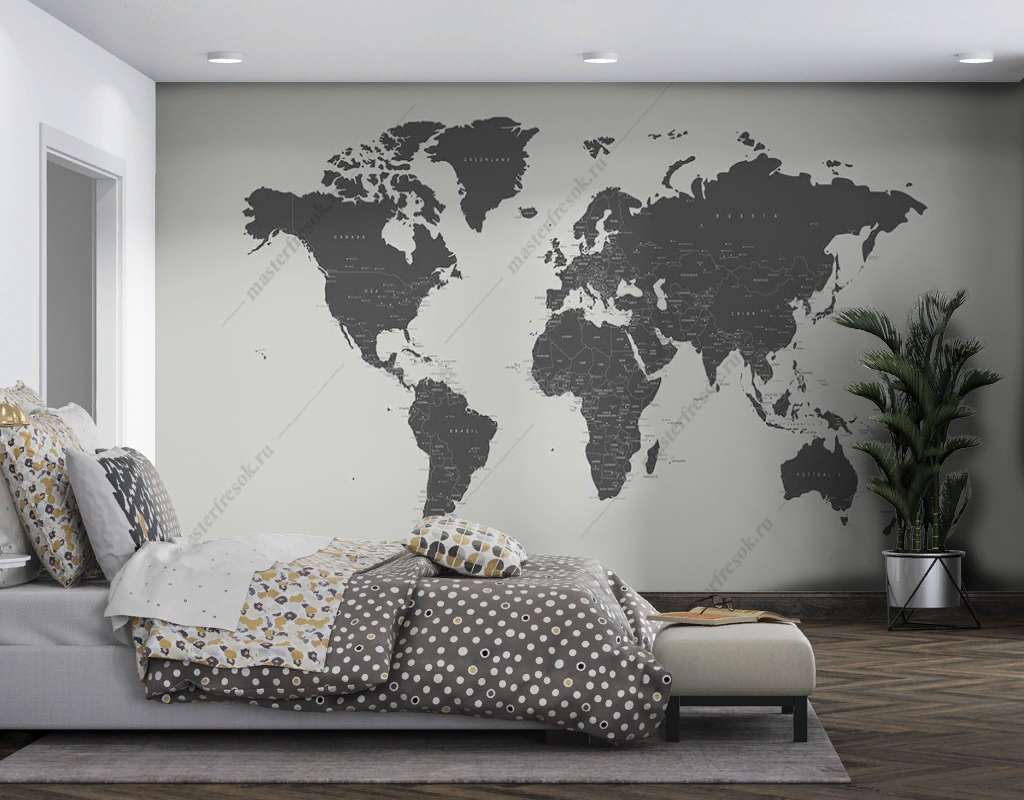 Фотообои Бесшовные обои на стену:  Векторная карта мира. Артикул: 9-1677  