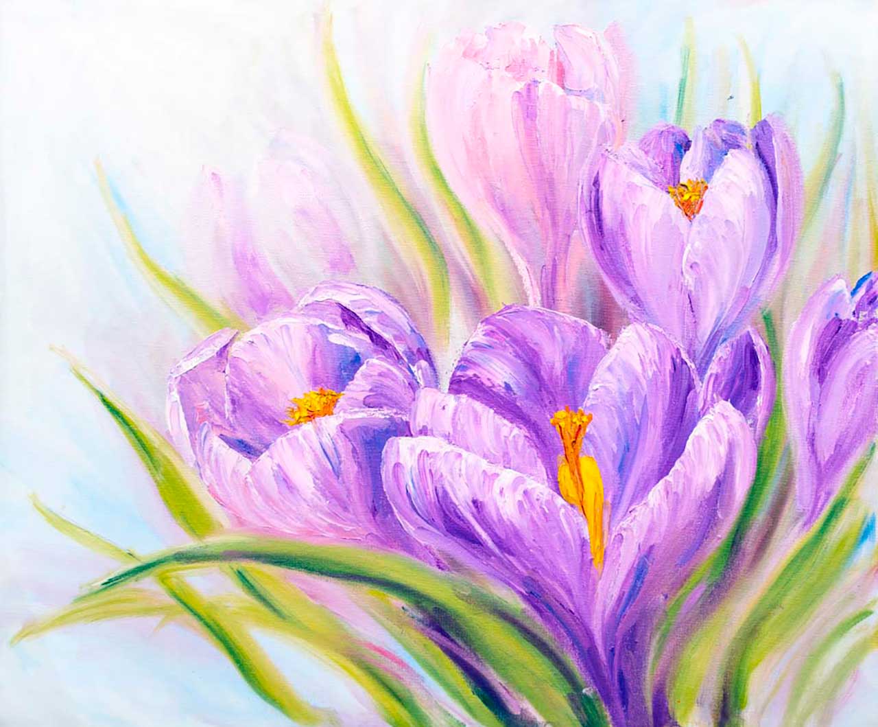 Фотообои в интерьере рисунок крокусов  9-112 фото