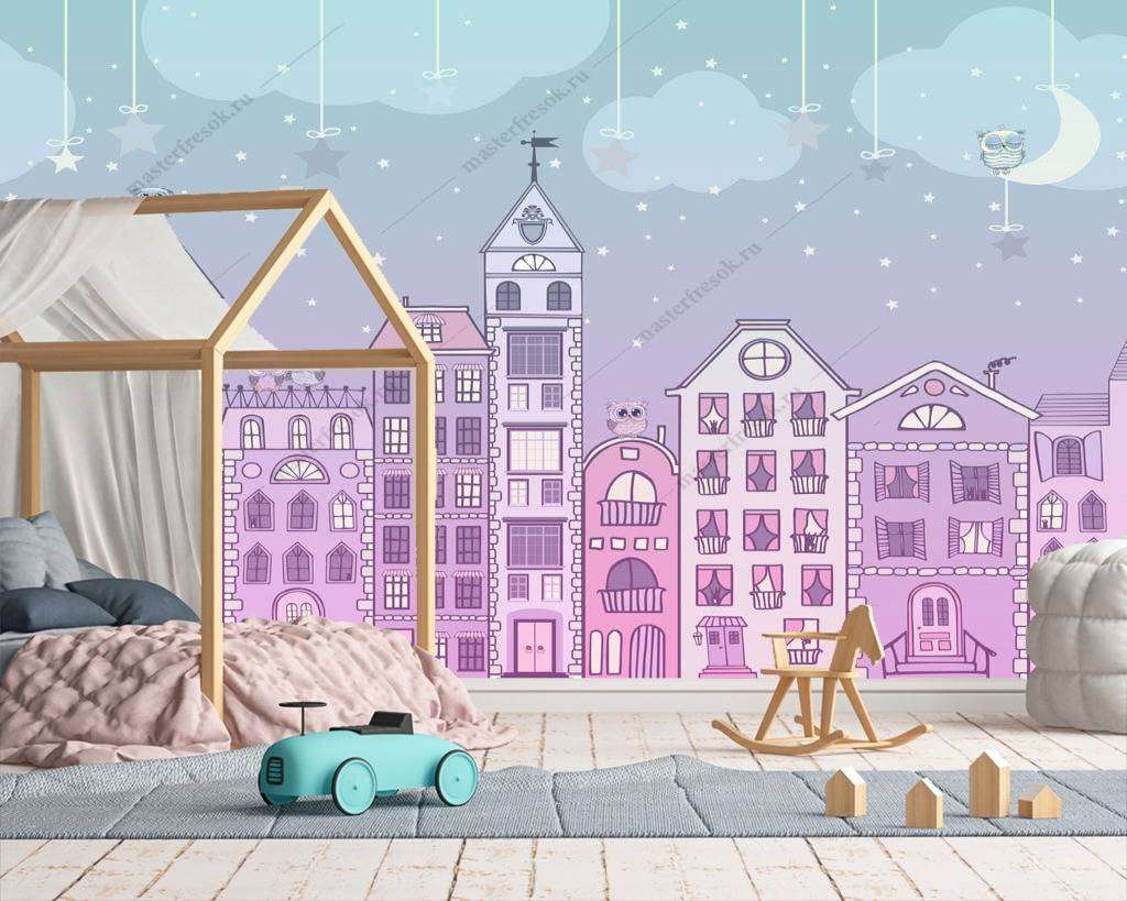 Фотообои в интерьере домики в ночи  13-159 фото