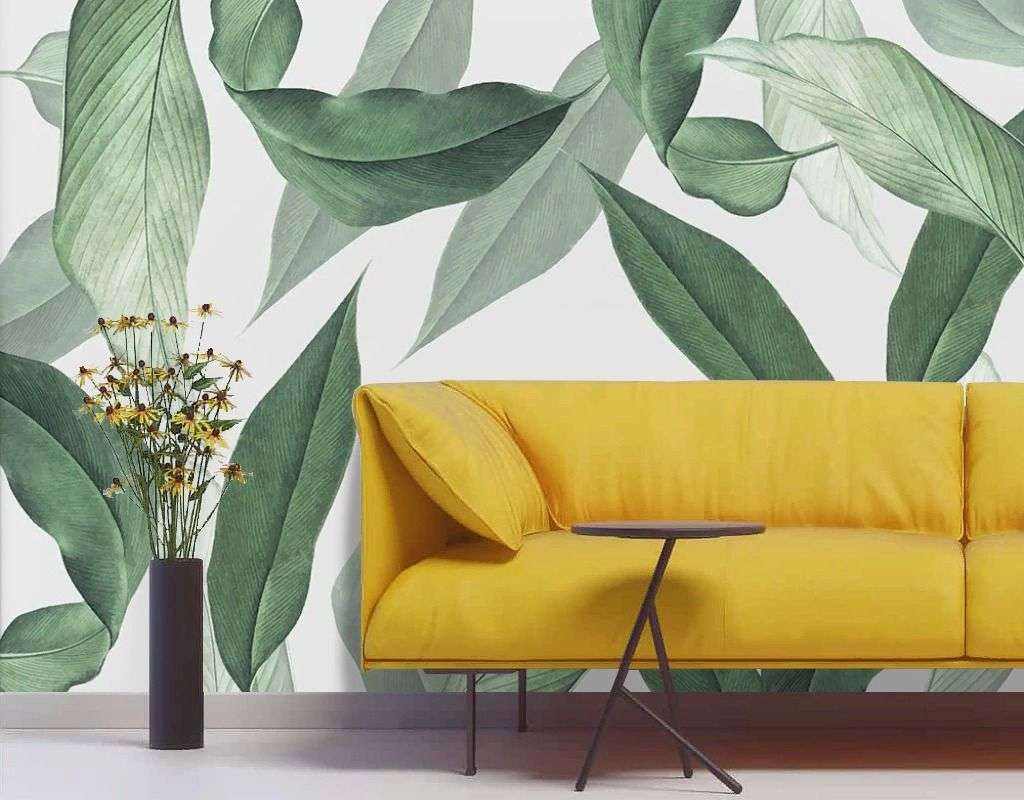 Фотообои в интерьере зеленые лепестки  9-2055 фото