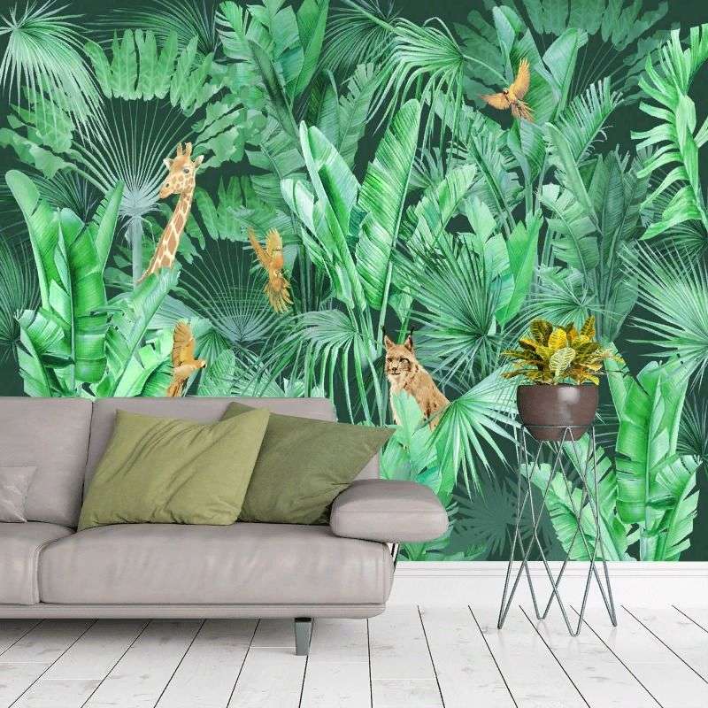 Фотообои в интерьере тропики и попугаи  13-710 фото