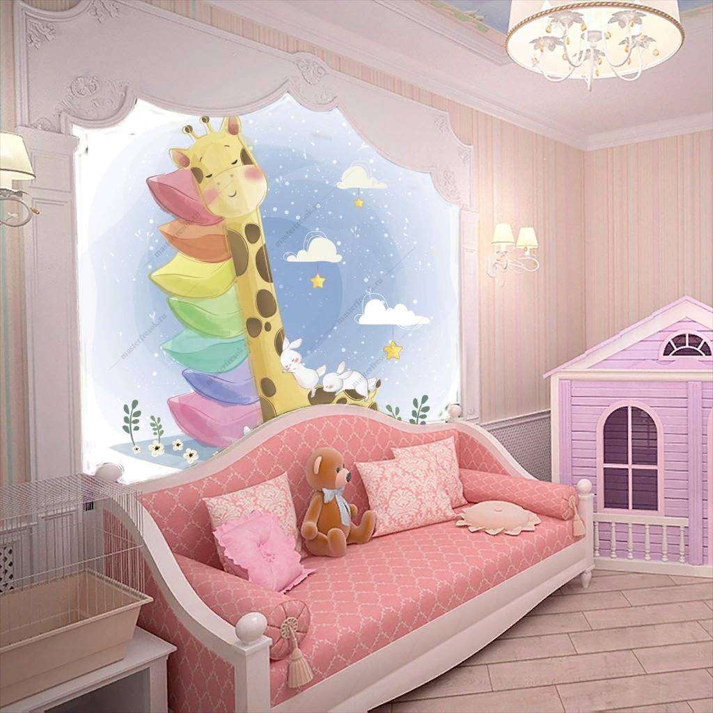 Фотообои в интерьере жираф отдыхает  12-464 фото