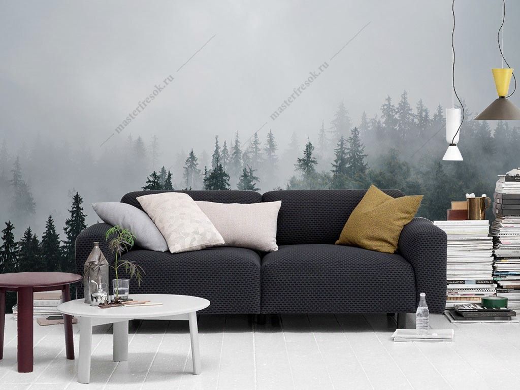 Фотообои лес туманный утром  9-1859