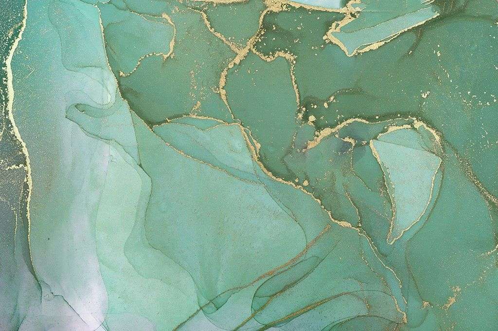 Фотообои в интерьере флюид арт изумрудный  9-2028 фото