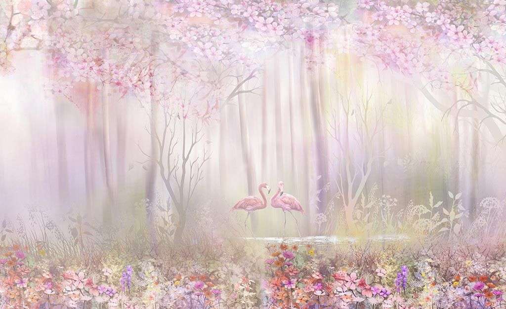 Фотообои в интерьере нежный лес  13-150 фото