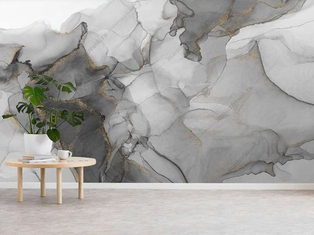 Фотообои в интерьере мрамор серый  9-1885 фото