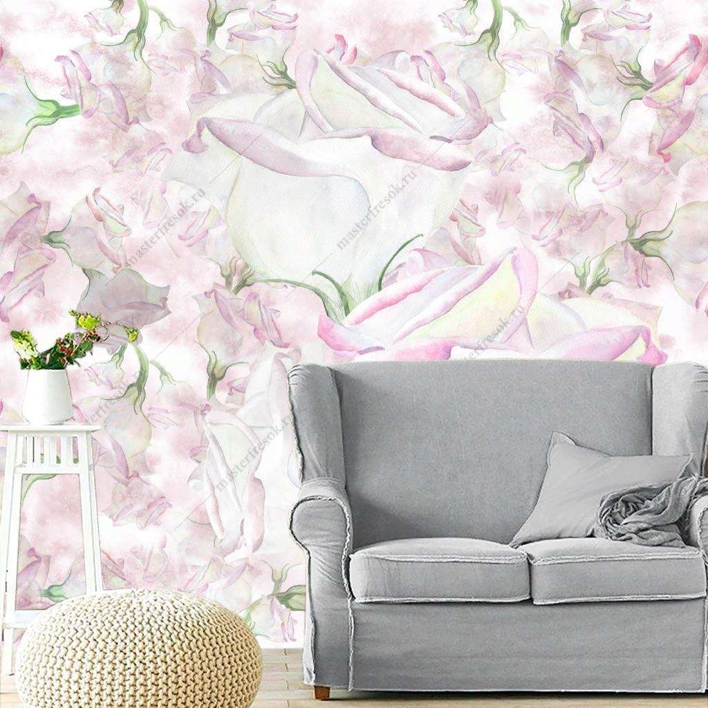 Фотообои в интерьере цветочный принт  9-1176 фото