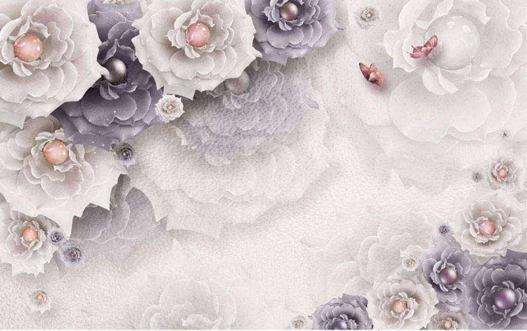 Фотообои в интерьере разноцветный жемчуг в цветах  15-793 фото