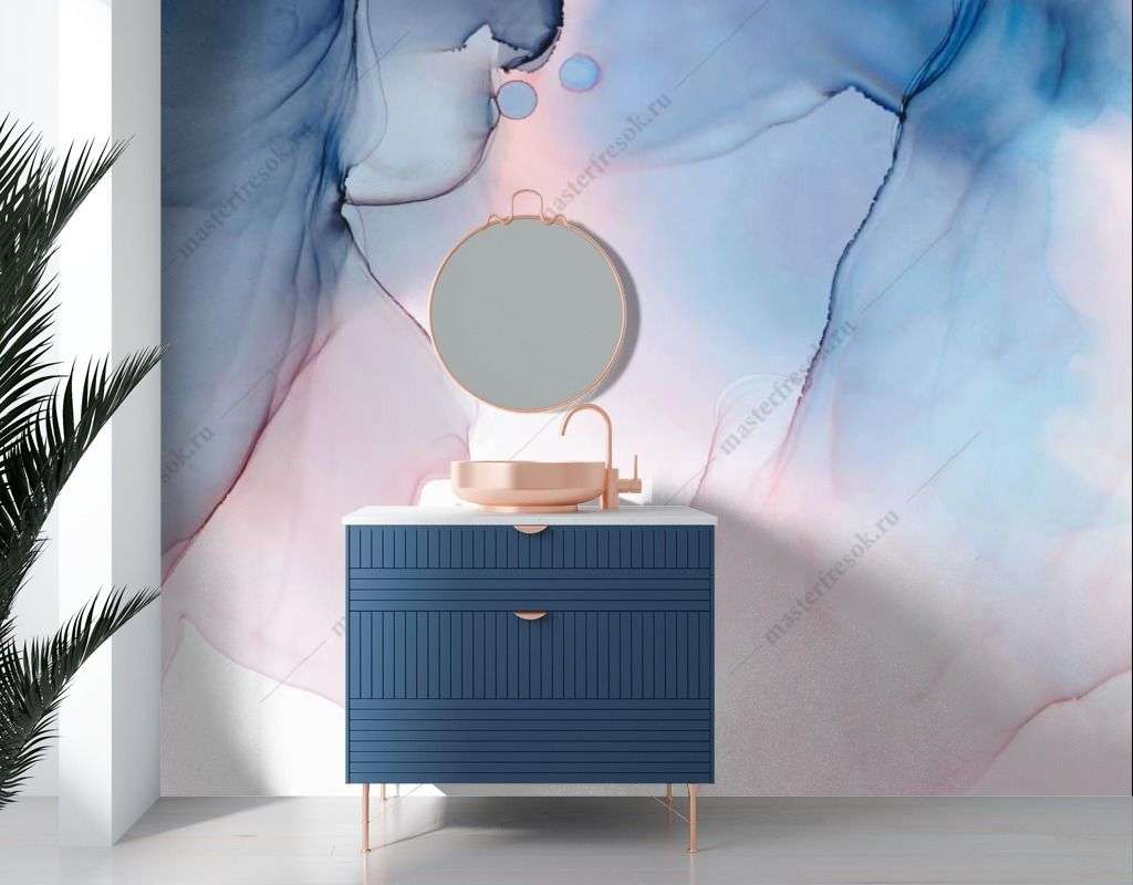 Фотообои в интерьере акварельный голубой фон  9-1543 фото