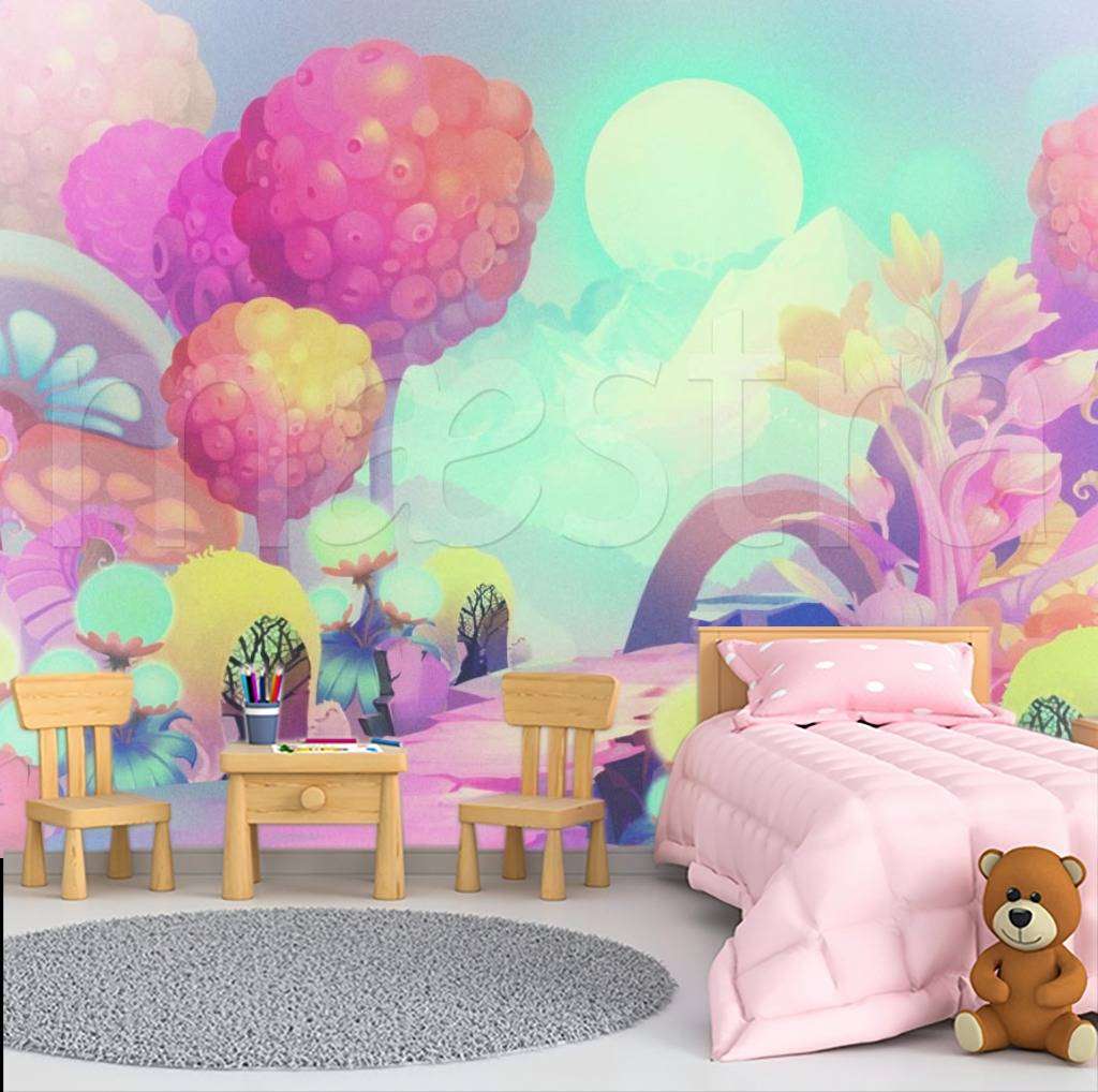 Фотообои в интерьере дивный розовый сад  12-354 фото