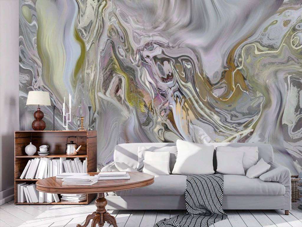 Фотообои в интерьере фиолетовая абстракция  13-303 фото