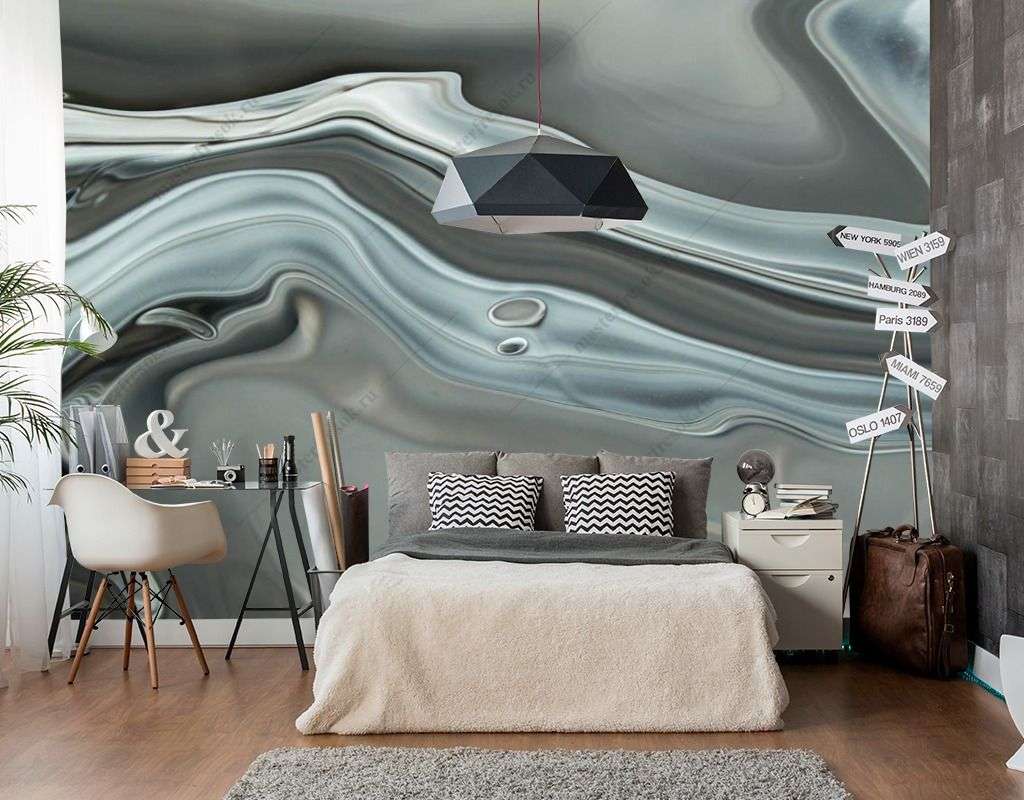 Фотообои в интерьере жидкий металл  9-1531 фото