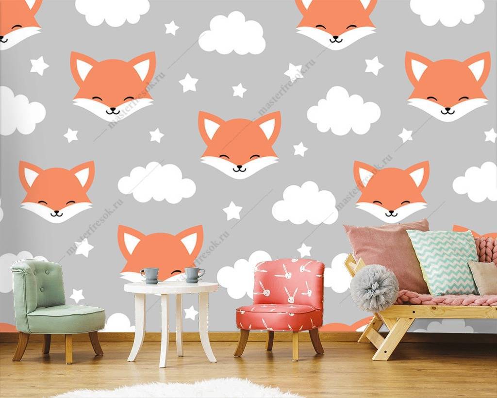 Фотообои Лисички и облака  12-702