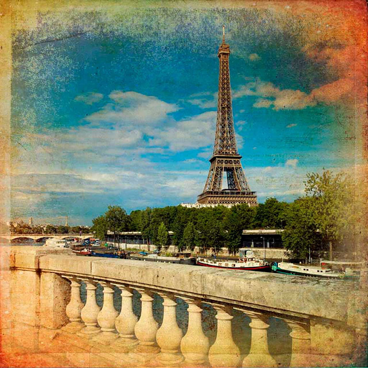 Фотообои в интерьере вид с моста на эйфелеву башню  9-784 фото