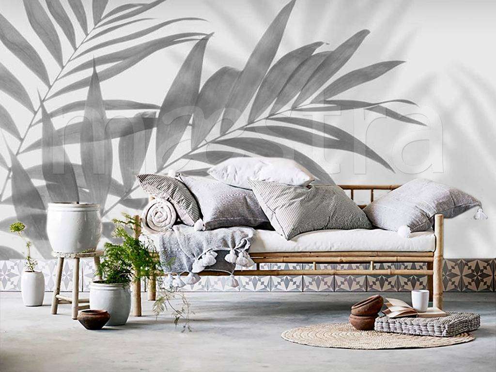 Фотообои в интерьере папоротник серый  15-487 фото