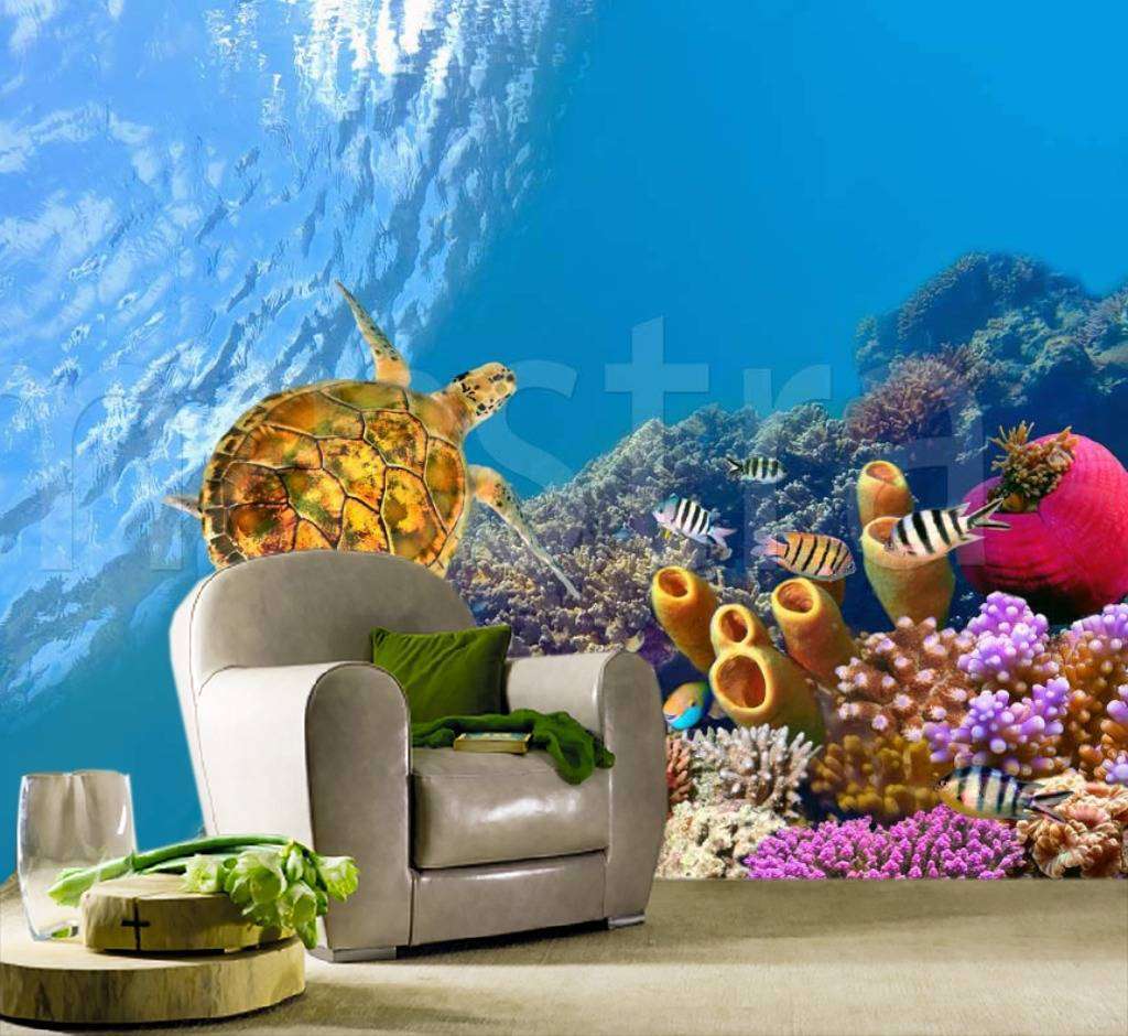 Фотообои Бесшовные обои на стену:  Подводный мир с кораллами. Артикул: 4-141  