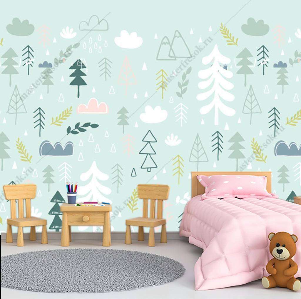 Фотообои в интерьере елочки на полянке  12-675 фото