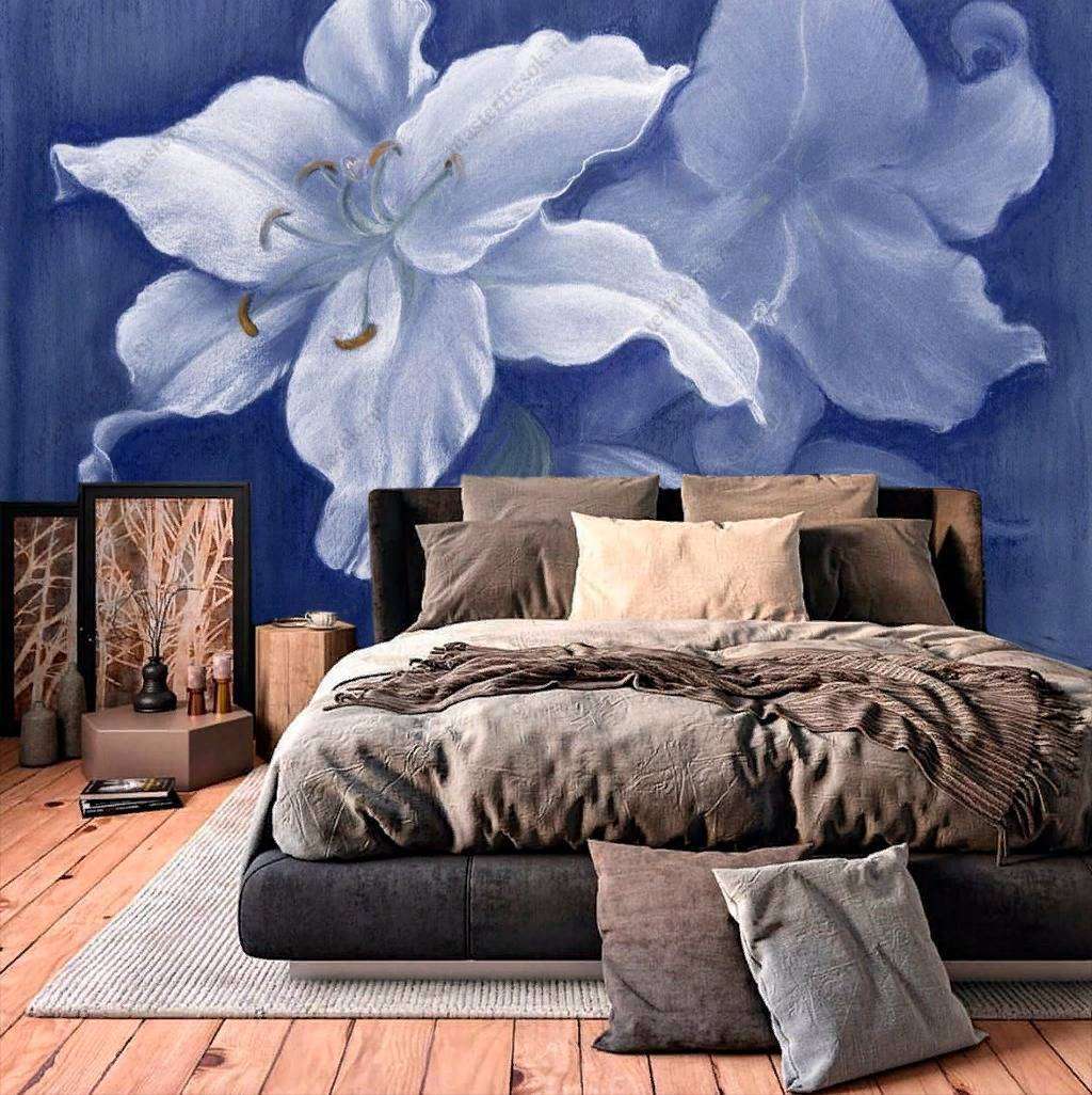 Фотообои в интерьере нарисованная лилия  9-1181 фото