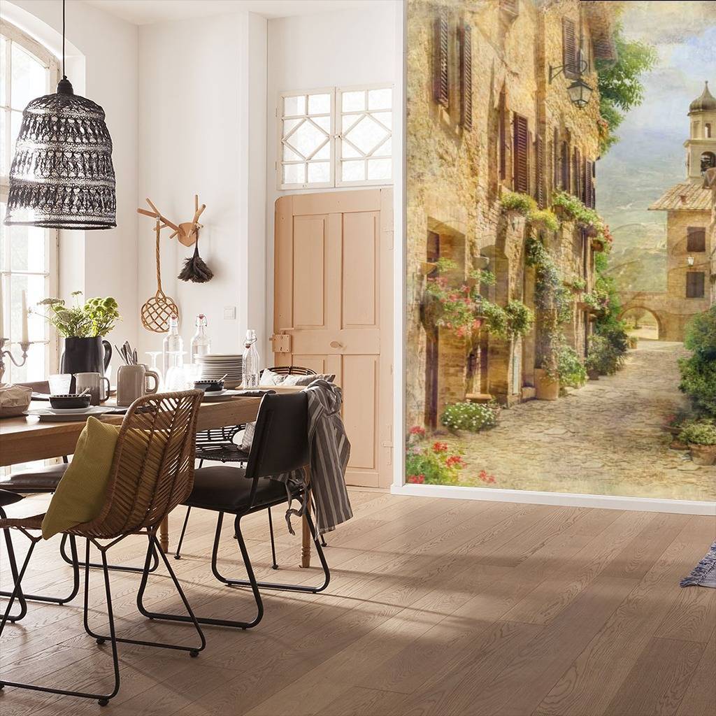 Фотообои Бежевая улочка, уходящая в горы  11-179