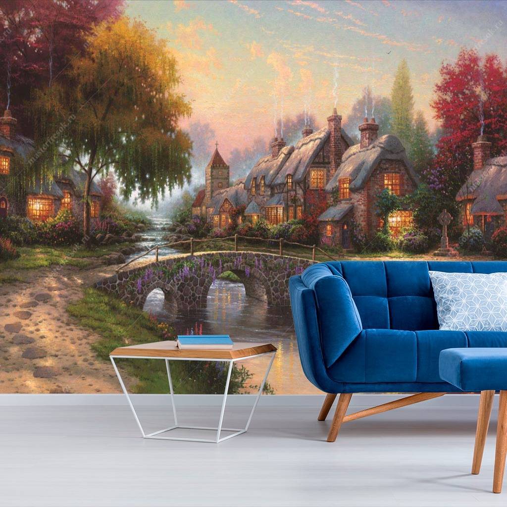 Фотообои Дворик у пруда  8-322