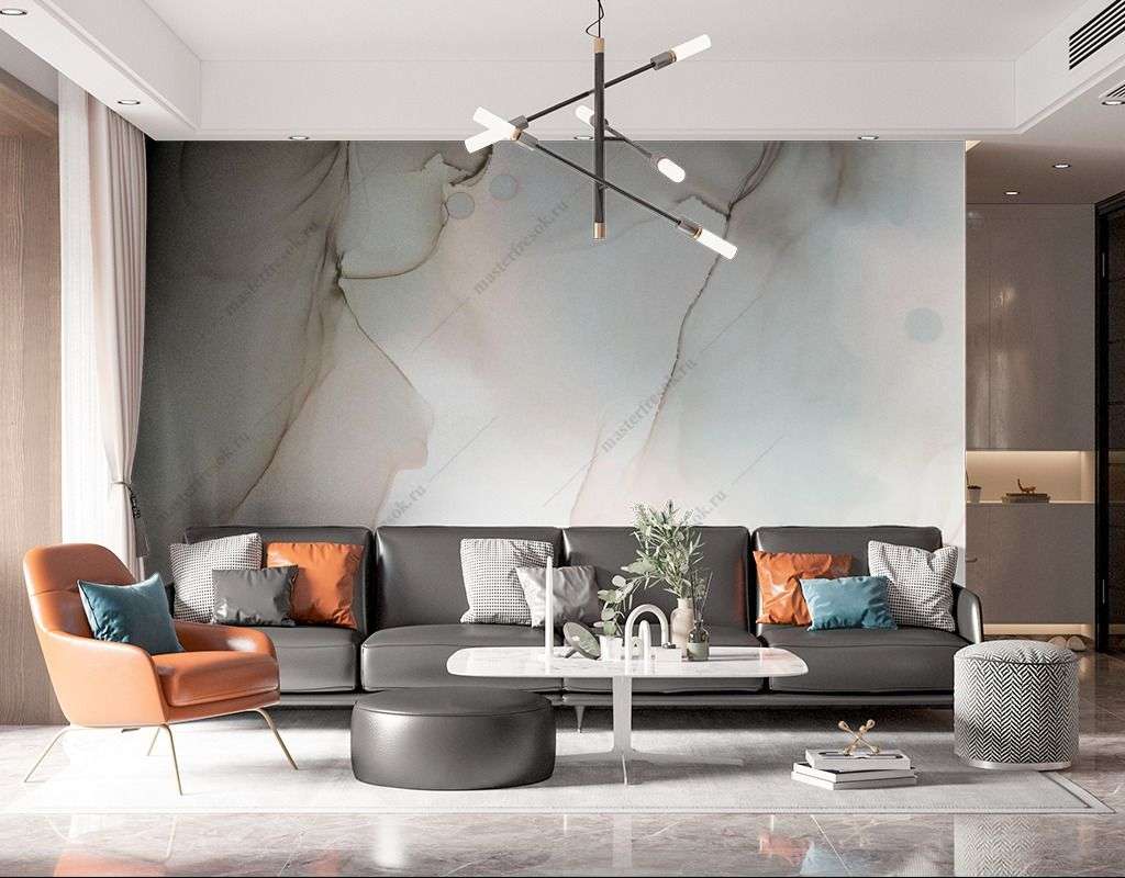 Фотообои в интерьере флюид в светлых тонах  9-1544 фото