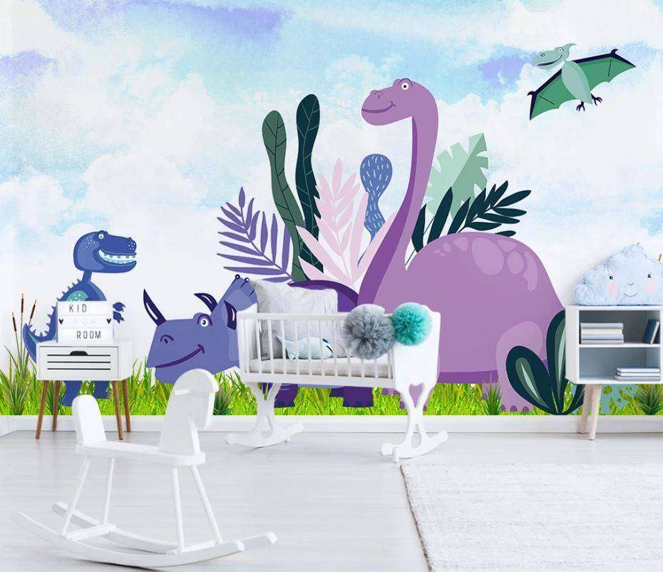 Фотообои в интерьере динозавры гуляют  15-634 фото