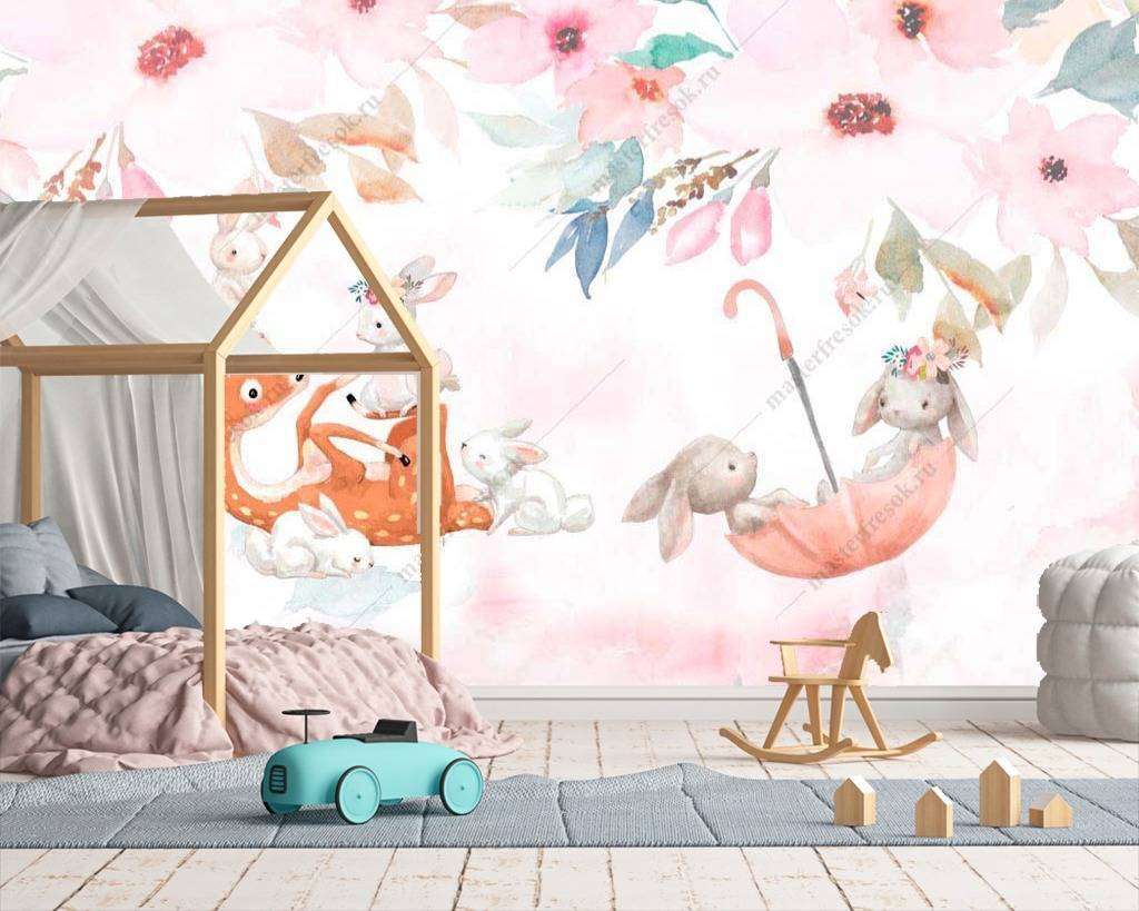 Фотообои в интерьере иллюстрация животные  14-015 фото