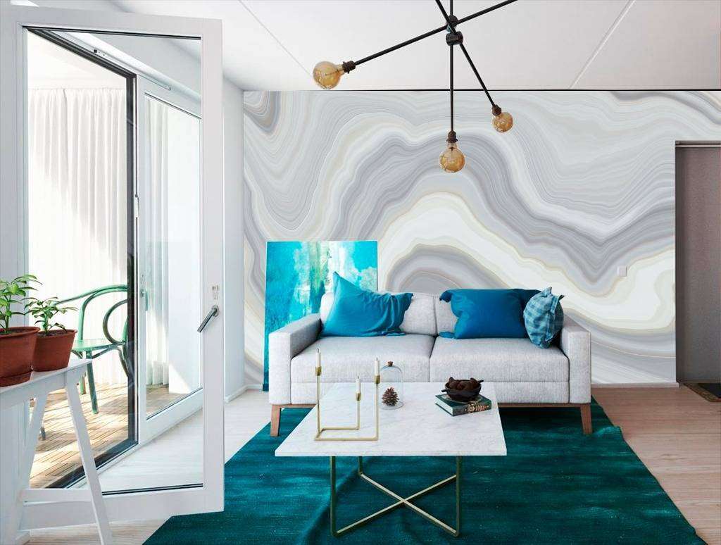 Фотообои в интерьере флюид арт - фон жемчужный  9-945 фото