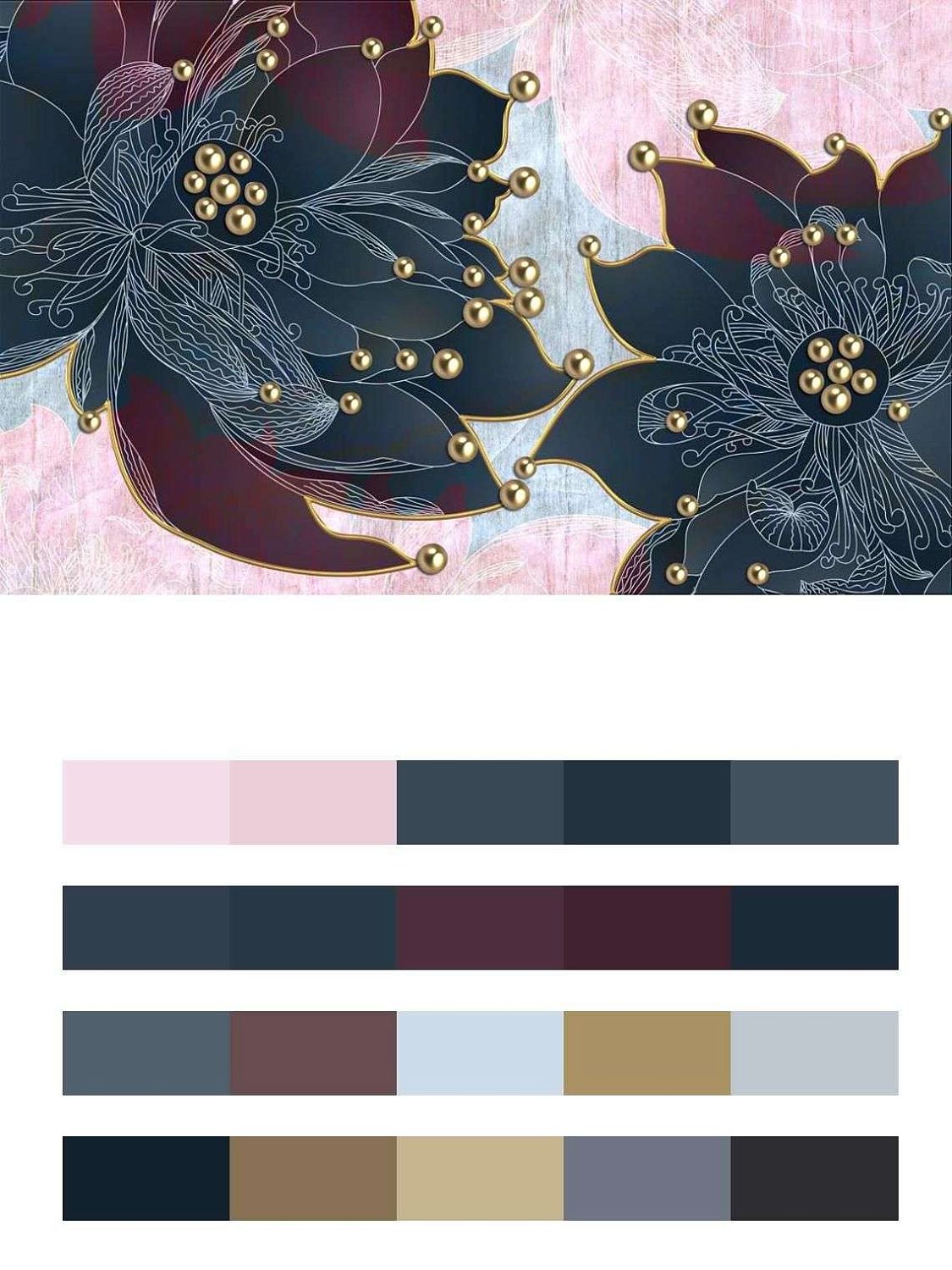 3д Синие яркие цветы  10-840