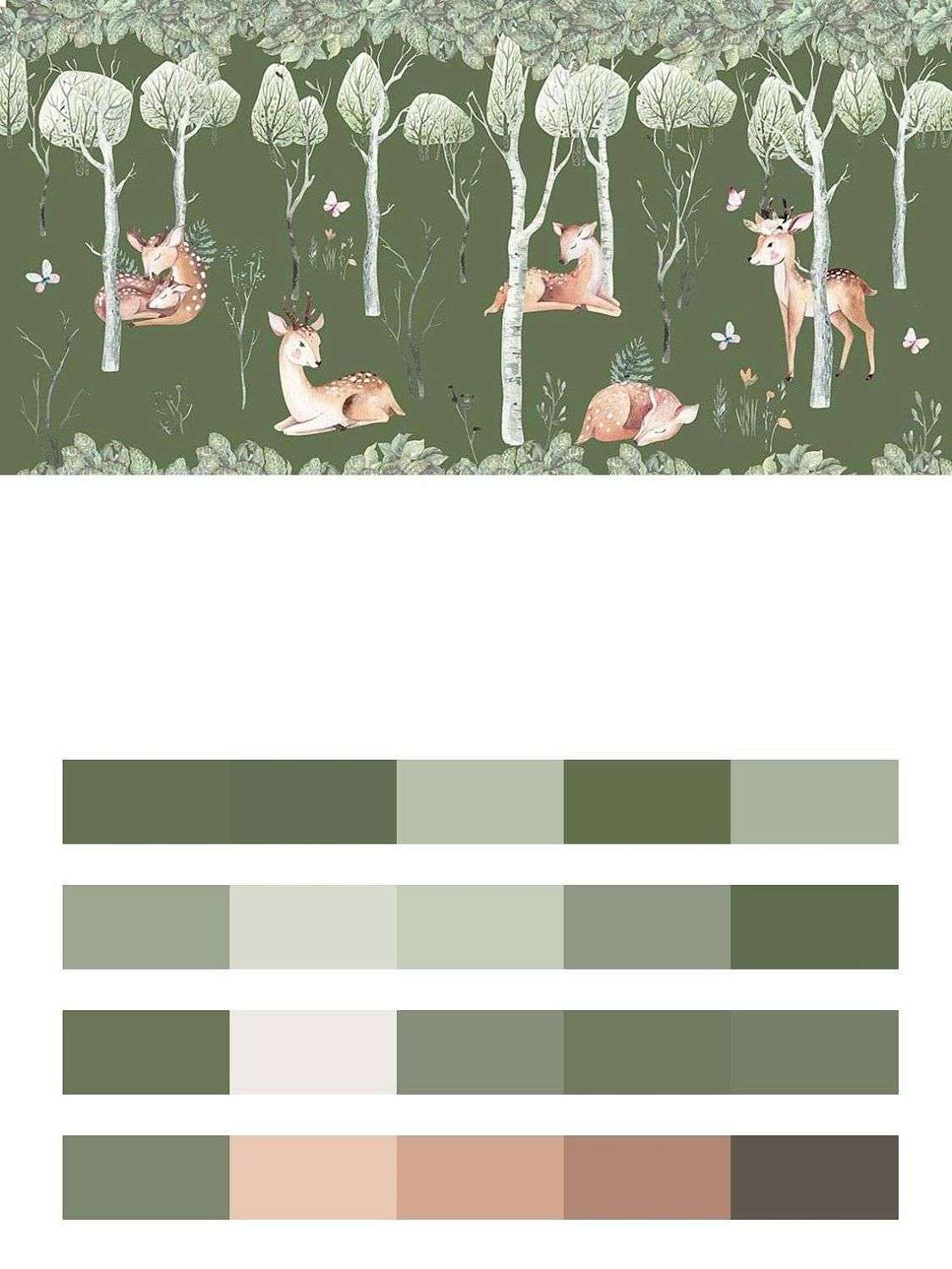 Зеленый лес в детскую  12-1295