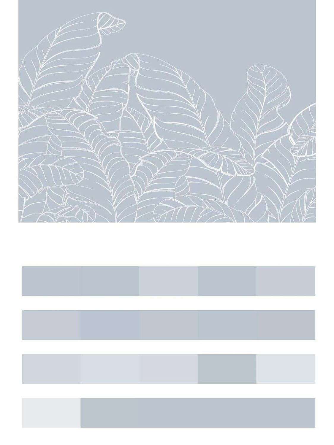 Пальмы листья в голубых тонах  14-469