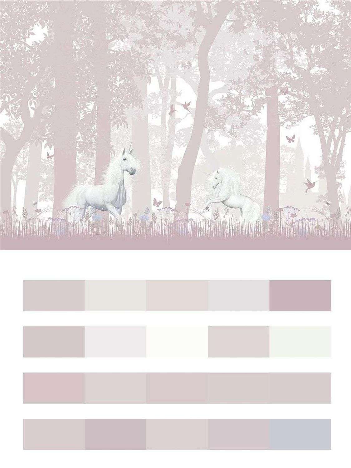 Белые единороги в лесу для девочки  12-1532