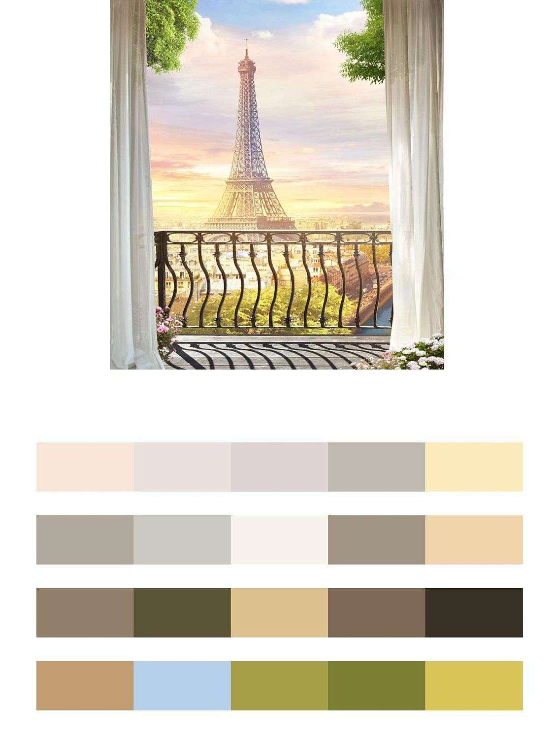 Вид с балкона на Эйфелеву башню во время заката  9-743