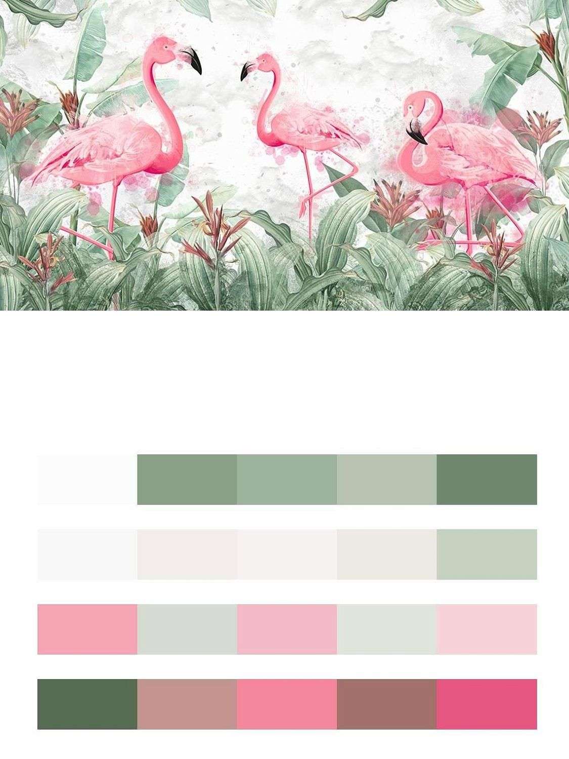 Яркие фламинго в тропическом лесу  9-1690