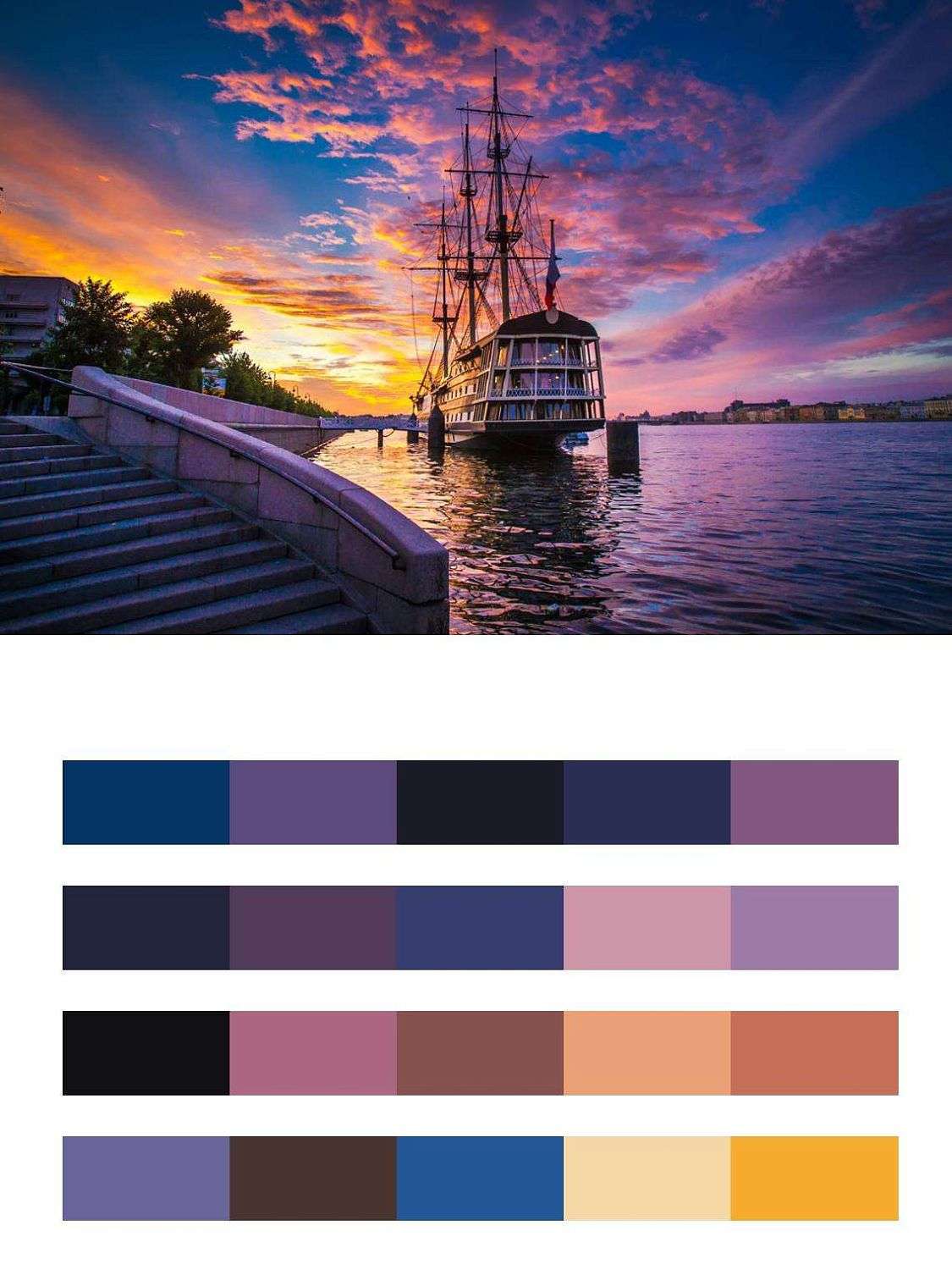 Корабль на рассвете в Санкт Петербурге  9-665