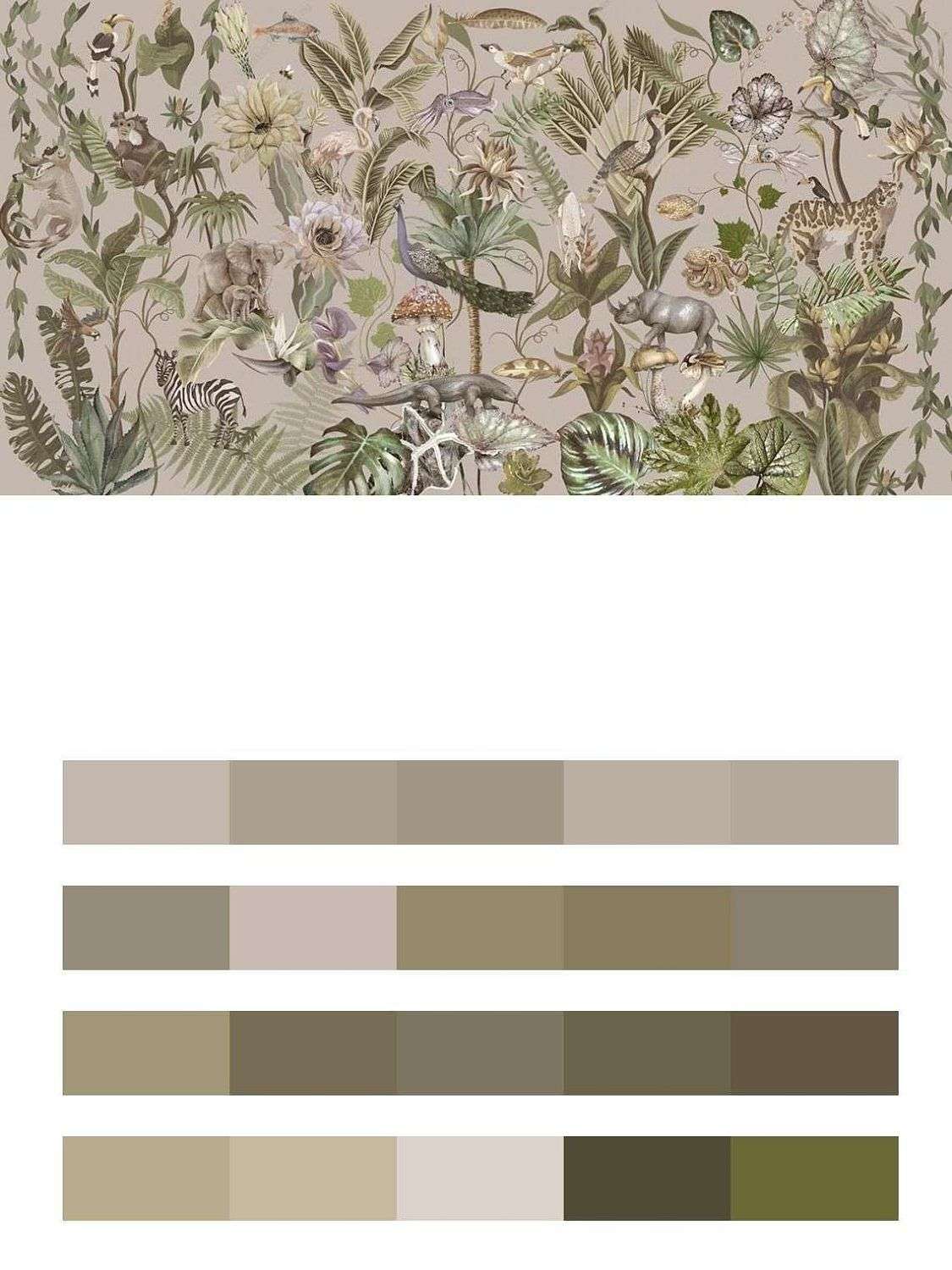 Тропический принт на бежевом фоне  13-520