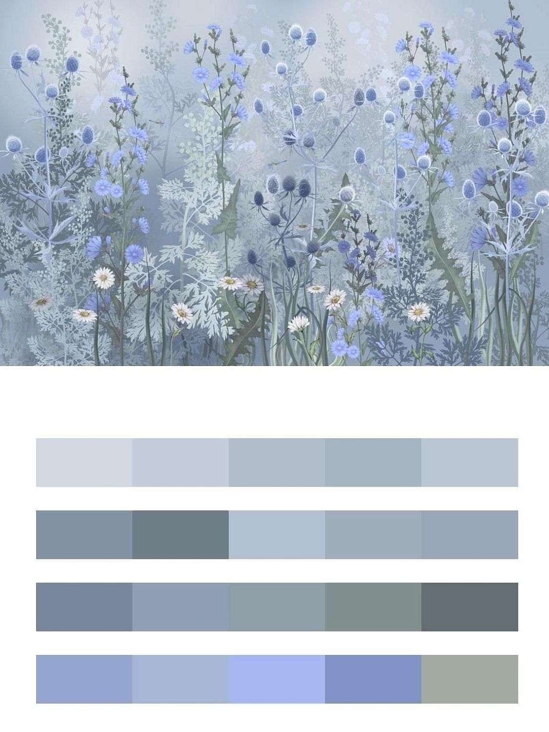 Полевые цветы синие  13-615