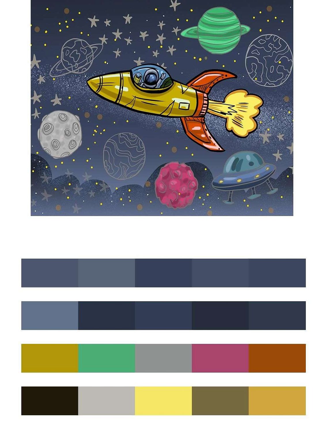 Космос с желтой ракетой  14-661