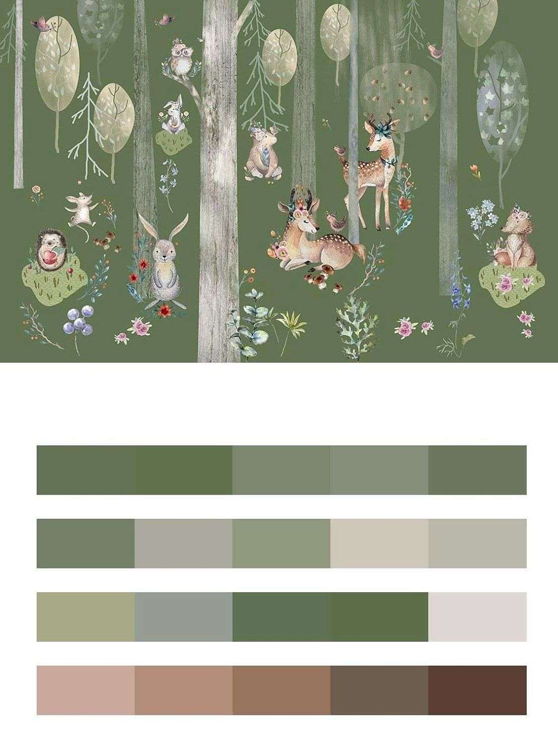 Зеленый лес с животными  12-1296