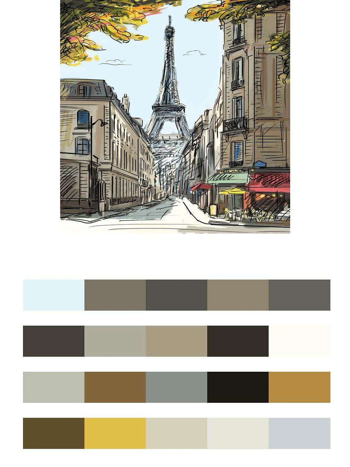 Улочка парижа карандашами  9-716