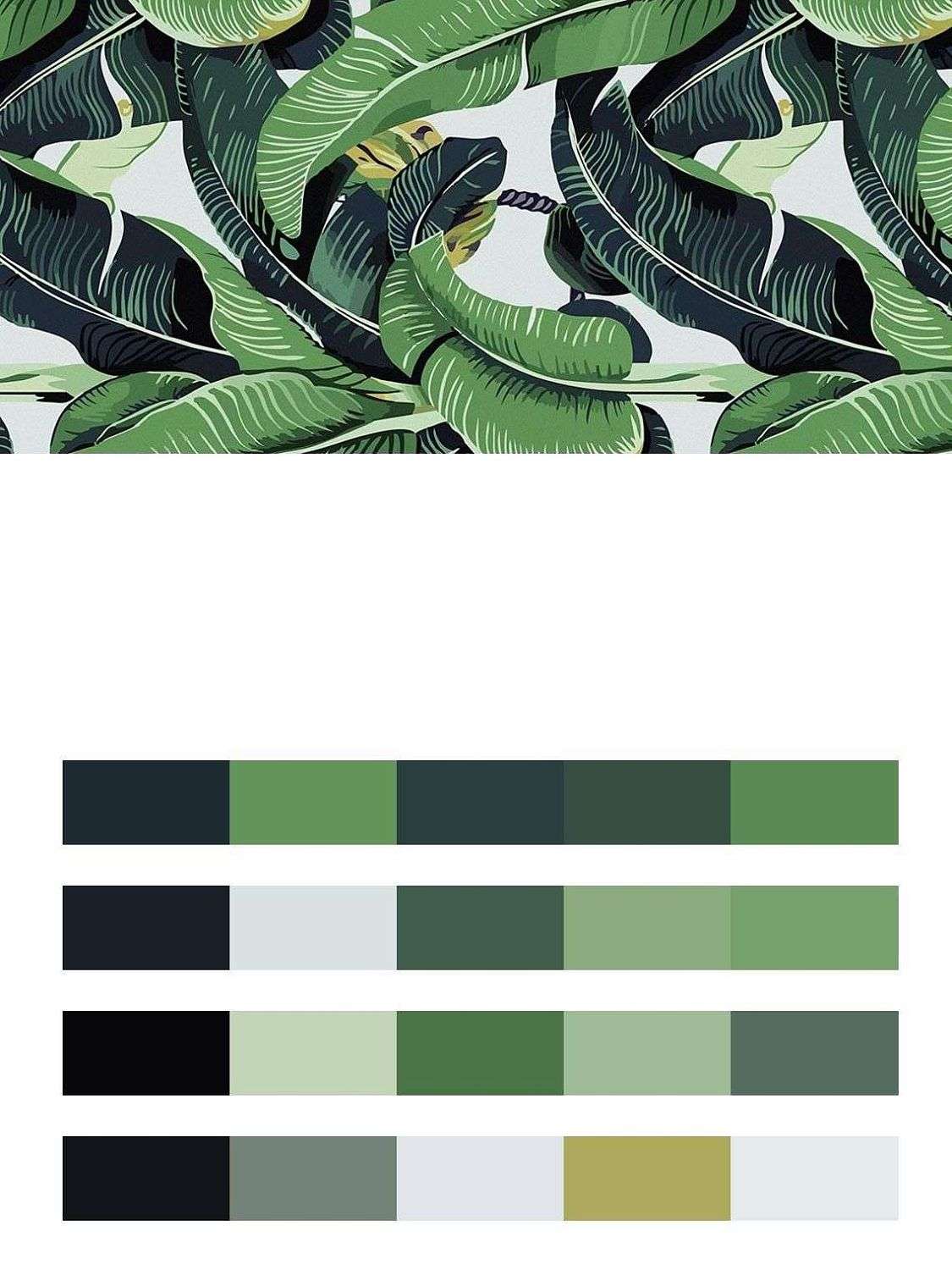 Принт банановые листья  14-483