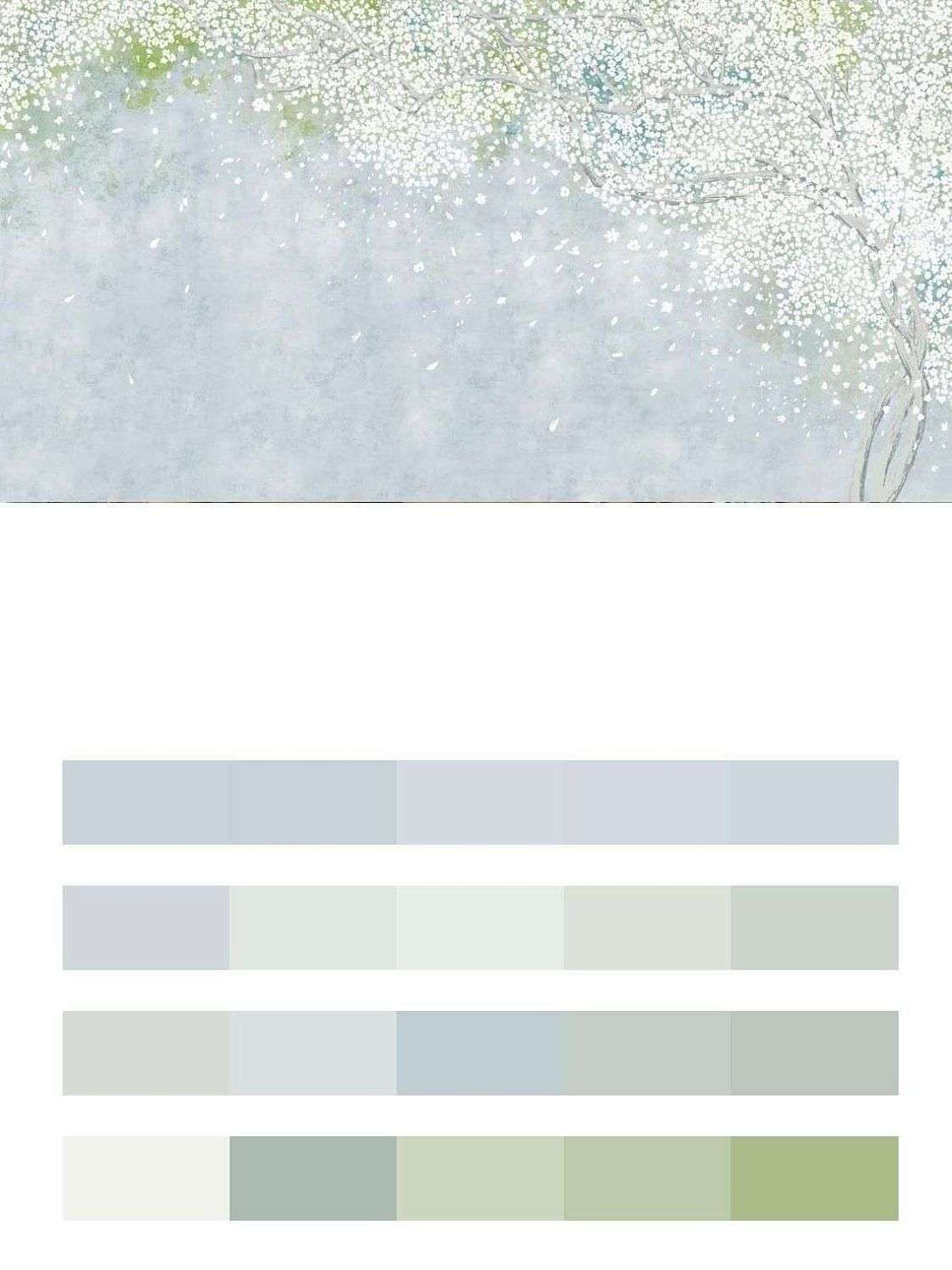 Цветущая яблоня на сером фоне  9-1695