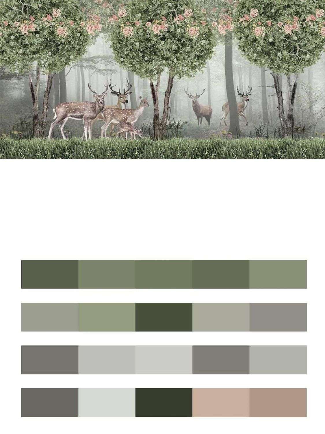 Лес с оленями  12-893